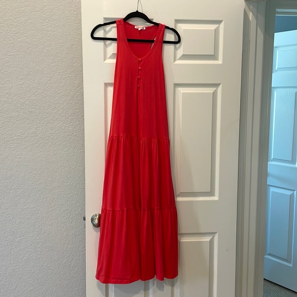 Sundry size 1 (M) Coral tiered maxi dress with button detail. - Picture 3 of 4